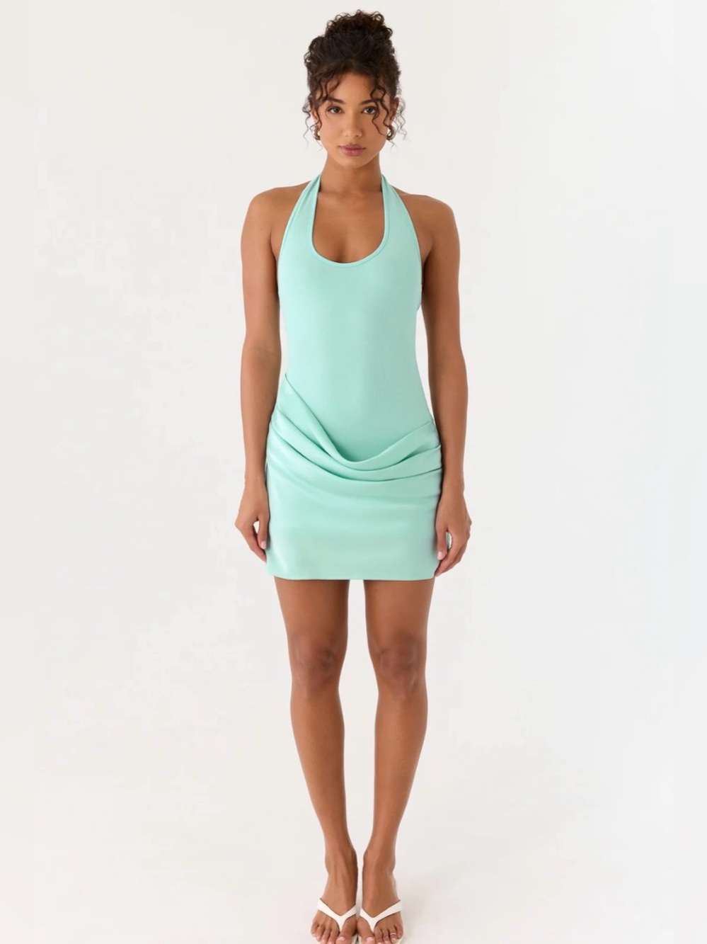 Peppermayo Deena Mini Dress - Halter Draped Mini Dress in Mint